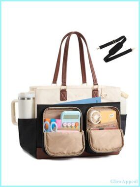 Work Tote Bag with 40oz Cup Holder and Laptop Compartment